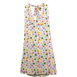 Y2K La Hearts White Floral Halter Dress‎ Small Cottagecore Boho Summer Femcore
